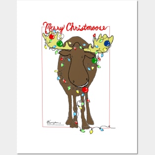 Merry Christmas Moose Art Posters and Art